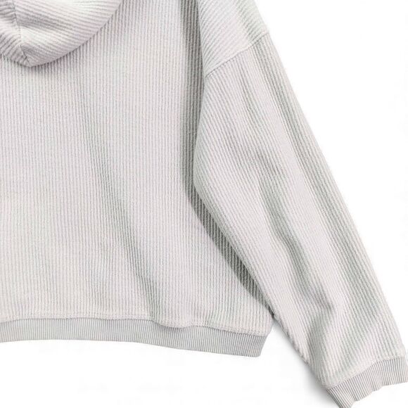 Aerie Pullover Womens Sz L Pastel Green Hoodie Waffle Knit Drawstring Cotton - Picture 10 of 12